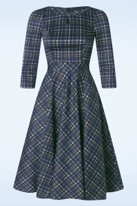 Eleanor Tartan Swing Dress In Grey