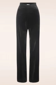 Victoria Velvet Straight Leg Trousers In Black