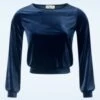 Cozy Velvet Top In Navy -King Louie Shop 247752 Vintage Chic 48391 Top Velvet Blue Navy 09132023 007W category