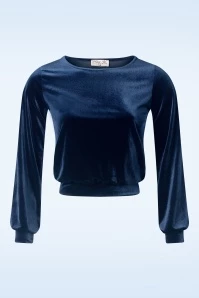Cozy Velvet Top In Navy