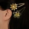Flower Hairclip Set In Gold -King Louie Shop 247761 Urban Hippies 48754 hairclip set gold flowers 230906 0005W category