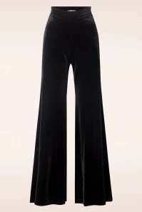 Victoria Velvet Wide Leg Trousers In Black