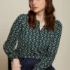 King Louie Maisie Morel Blouse In Dragonfly Green -King Louie Shop 247784 King Louie 47015 Blouse Maisie Morel Drogonfly Green Blue 230418 020L category
