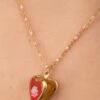 Locket Flower Love Small Necklace In Red 2 Locket Flower Love Small Necklace In Red -King Louie Shop 247839 Urban Hippies 48753 Red heart Necklace 09132023 008 category