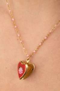 Locket Flower Love Small Necklace In Red