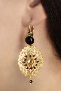Baroque Earrings In Black And Gold