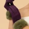 Powder Bettina Suedine Gloves In Damson And Olive -King Louie Shop 247947 Powder 48335 Gloves Purple Olive 020L category