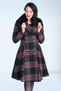Bunny Forester Tartan Coat In Black