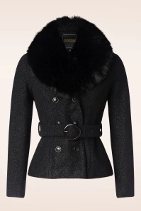 Topvintage Exclusive ~ Taylor Cropped Coat In Black - Image 2