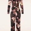 Andrea Flower Jumpsuit In Black -King Louie Shop 248012 Heart and Roses 48162 Jumpsuit Flowers Black 09152023 003W category