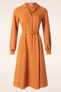 Caterina Flared Dress In Burnt Orange