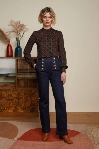 King Louie Lara Sailor Walker Denim Pants In Indigo Blue