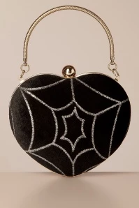 Lou Spiderweb Heart Bag In Black