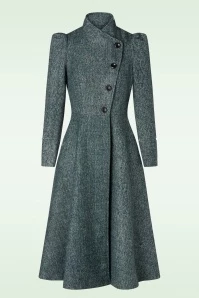 Vixen 40s Violet Fur Trim Dress Coat In Green 5 Vixen 40s Violet Fur Trim Dress Coat In Green - Image 3