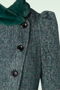 Vixen 40s Violet Fur Trim Dress Coat In Green 6 Vixen 40s Violet Fur Trim Dress Coat In Green - Image 4