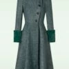 Vixen 40s Violet Fur Trim Dress Coat In Green