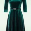 Riley Velvet Swing Dress In Green