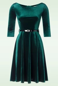 Riley Velvet Swing Dress In Green