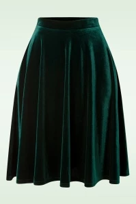 50s Sheila Swing Skirt In Green Velvet