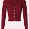 Vixen 40s Jazmine Heart Knit Cardigan In Burgundy -King Louie Shop 248298 Vixen 39165 Cardigan Red Hearts 08312021 004W category