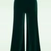 70s Victoria Velvet Wide Leg Trousers In Green -King Louie Shop 248304 Vintage Chic 45830 Pants Wide Leg Green Velvet 221114 601W category