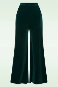 70s Victoria Velvet Wide Leg Trousers In Green 3 70s Victoria Velvet Wide Leg Trousers In Green