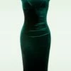 50s Lynn Velvet Pencil Dress In Bottle Green -King Louie Shop 248322 vintage chic 39980 dress green velvet pencil 211021 004W category