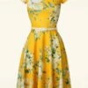 50s Carola Floral Swing Dress In Yellow -King Louie Shop 248331 Vintage Chic 41847 Dress Yellow Flowers White 220315 603W category