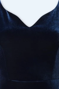 50s Iris Velvet Pencil Dress In Navy 5 50s Iris Velvet Pencil Dress In Navy - Image 3