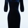 50s Iris Velvet Pencil Dress In Navy 1 50s Iris Velvet Pencil Dress In Navy -King Louie Shop 248337 Vintage Chic 46070 Pencildress Blue Velvet 221116 504W category