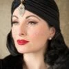 50s Sally Sateen Turban Hat In Black -King Louie Shop 76705 ZaZoo Plain Satin Hat Black 202 10 16340 11052015 016W category