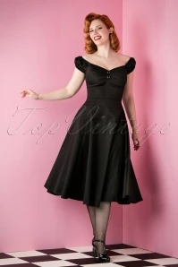 50s Dolores Doll Swing Dress In Black