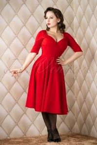 50s Trixie Doll Swing Dress In Red