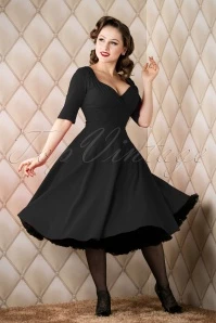50s Trixie Doll Swing Dress In Black 4 50s Trixie Doll Swing Dress In Black - Image 2
