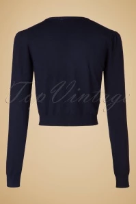 50s Proud Peacock Cardigan In Night Blue 5 50s Proud Peacock Cardigan In Night Blue - Image 3